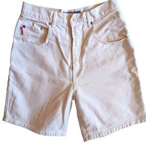 sz 11 29W Vintage B.U.M Equipment White Denim Shorts 100% Cotton 1990's Mom Prep